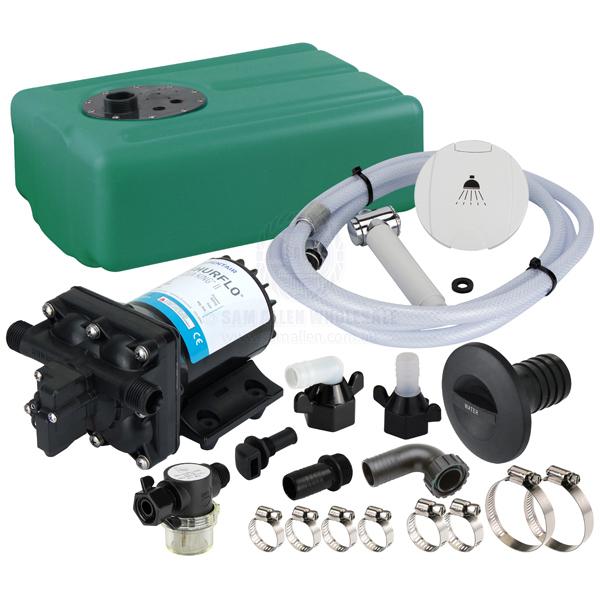 SHURFLO FRESHWATER SHOWER KIT - RIGID 39 LITRE TANK - 7.6 LPM AQUA KING II JNR