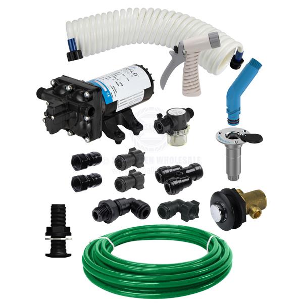 SHURFLO DECK WASHDOWN KIT - 15.1 LPM - FLUSH LINK & TIMER TAP - 15MM QUICK CONNECT