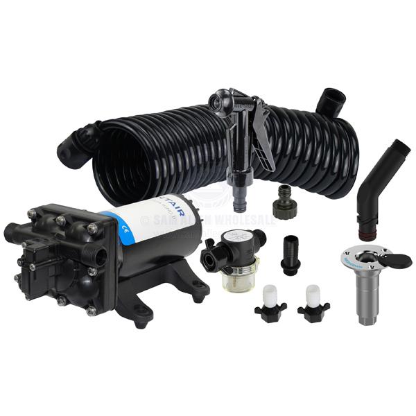 SHURFLO DECK WASHDOWN KIT - 18.9 LPM WITH FLUSH LINK - 3/4 INCH I.D. FLEXIBLE HOSE
