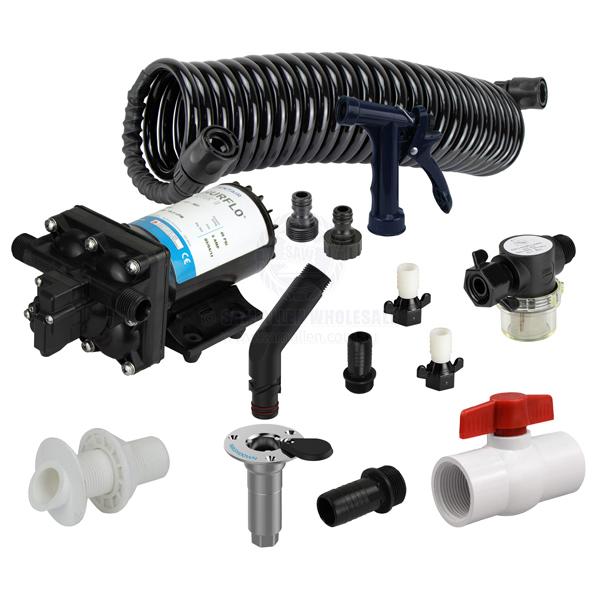 SHURFLO DECK WASH KIT WITH NYLON PICK UP - 13.2 LPM - 1/2 INCH I.D. FLEXIBLE HOSE