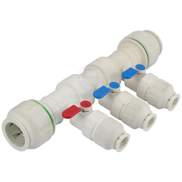 TWISTLOC MANIFOLD SINGLE OPEN TYPE 28MM TUBE INLET 15MM TUBE OUTLET
