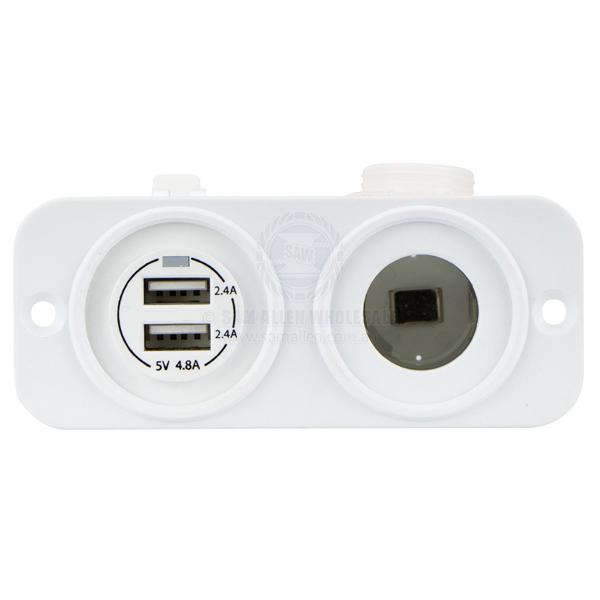 RELAXN SOCKET - DUAL PANEL - DUAL USB-A CHARGER & CIGARETTE LIGHTER