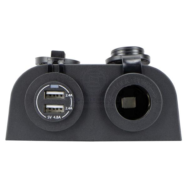 RELAXN SOCKET - DUAL SURFACE MOUNT - DUAL USB-A CHARGER & CIGARETTE LIGHTER