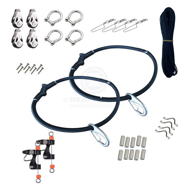 REELAX RIGGING KIT TO SUIT ALL REELAX OUTRIGGER POLES TO 6.5M WITH BLACK MARINE CLIPS
