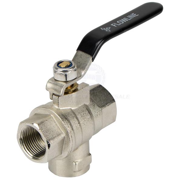 BALL VALVES - L PORT BSP - NICKEL PLATED BRASS