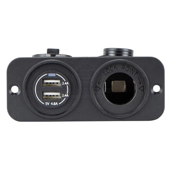 RELAXN SOCKET - DUAL PANEL - DUAL USB-A CHARGER & CIGARETTE LIGHTER