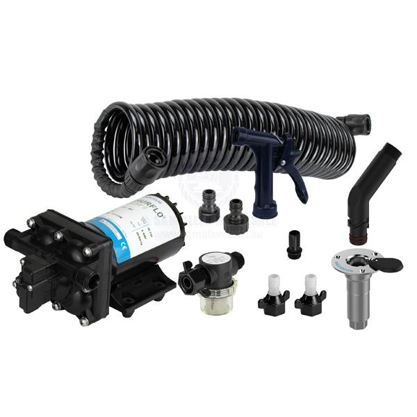 SHURFLO DECK WASHDOWN KIT - 13.2 LPM WITH FLUSH LINK - 1/2 INCH I.D. FLEXIBLE HOSE