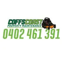 Green and black logo for coffs coast property maintenance featuring a stylized boot design.