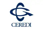 The logo features a stylized, dark blue emblem with interlocking circular and curved lines above the word ’ceredi’ in matching dark blue uppercase letters.