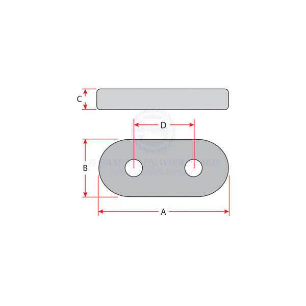 ANODES - ZINC OVAL BOLT-ON BLOCK