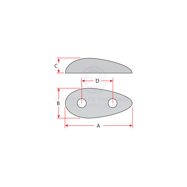 ANODES - ZINC TEAR DROP BOLT-ON BLOCK