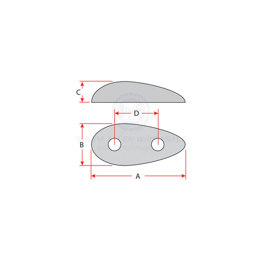 ANODES - ZINC TEAR DROP BOLT-ON BLOCK