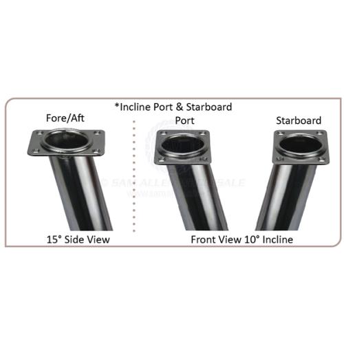 ROD HOLDER - RECTANGULAR HEAD - FLUSH MOUNT - STAINLESS STEEL