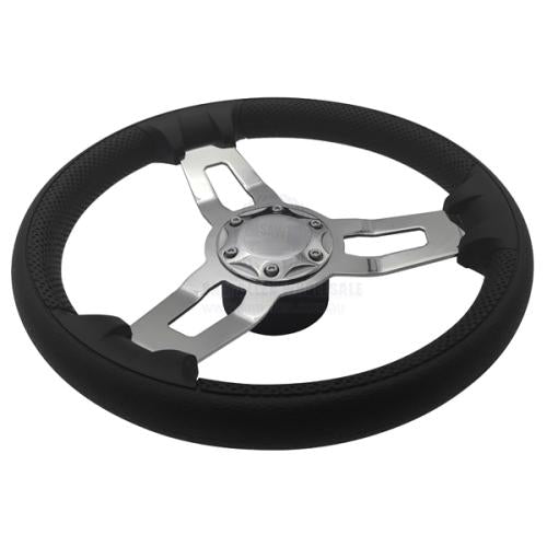 RELAXN STEERING WHEEL - 3 SPOKE S/S PU GRIP