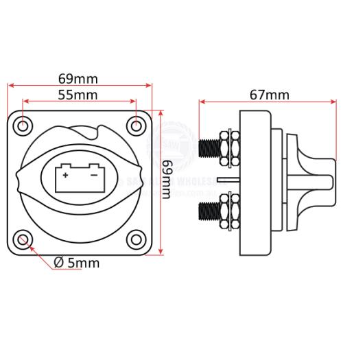 RELAXN BATTERY SWITCH - 2 POSITION - PANEL MOUNT