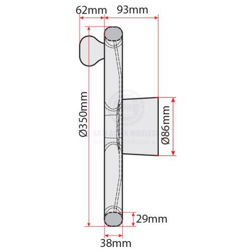 RELAXN STEERING WHEEL - 3 SPOKE S/S PU GRIP WITH KNOB