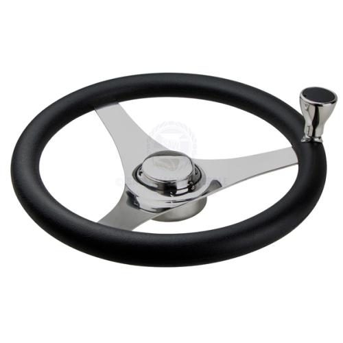 RELAXN STEERING WHEEL - 3 SPOKE POLY GRIP & KNOB