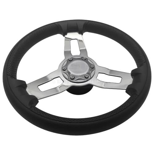 RELAXN STEERING WHEEL - 3 SPOKE S/S PU GRIP