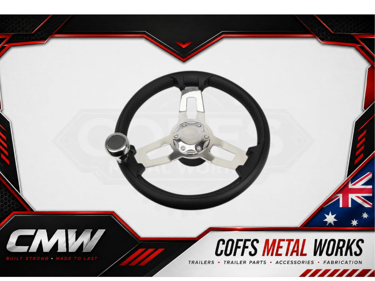 RELAXN STEERING WHEEL - 3 SPOKE POLY GRIP & KNOB