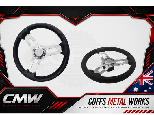 RELAXN STEERING WHEEL - 3 SPOKE S/S PU GRIP