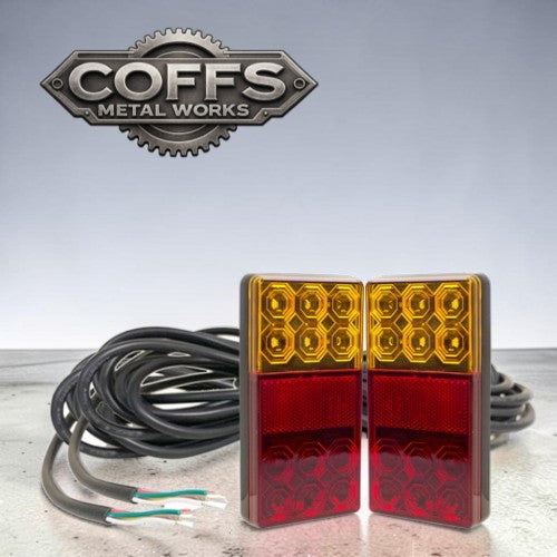 120 Series Left & Right Hand LED Combo Trailer Lamp Kit - Stop / Tail / Indicator / License Plate 9m Cable
