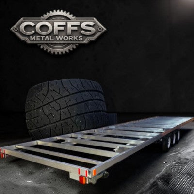 Tiny house trailer Australia with aluminum frame and durable tires by Coffs Metal Works.
