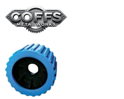Ribbed Wobble Roller BLUE – 26mm ID boat trailer roller