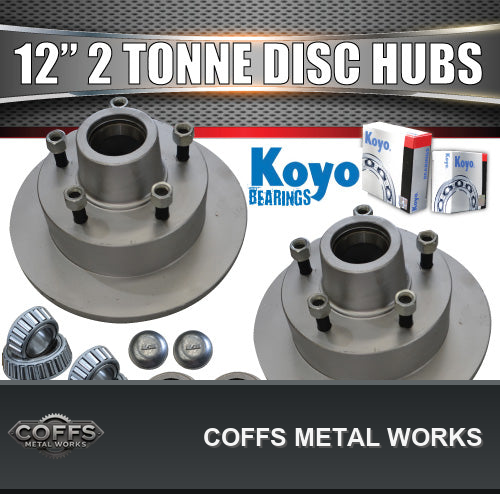 x2-12-dacromet-2000kg-5-stud-trailer-discs-5-150-alko-style-jap-bearings-coffs-metal-wo-01