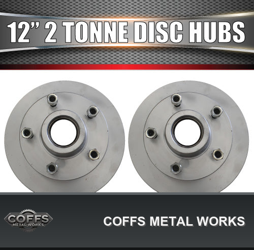 x2-12-dacromet-2000kg-5-stud-trailer-discs-5-150-alko-style-jap-bearings-coffs-metal-wo-04