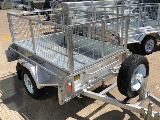 8×6 BOX TRAILER (FULLY WELDED INCLUDING CAGE SPARE AND JOCKEY WHEEL)