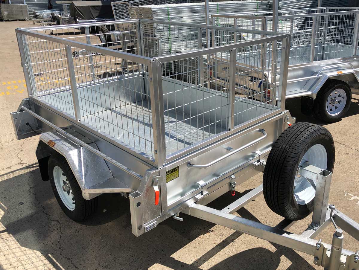 8×6 BOX TRAILER with Brakes (FULLY WELDED INCLUDING CAGE SPARE AND JOCKEY WHEEL)