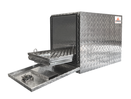 ALUMINIUM FRIDGE BOX SLIDEOUT GENERATOR BOX (1060MM X 580MM X 760MM)